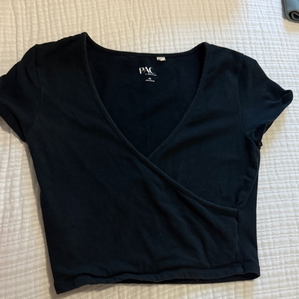 PacSun Black V-Neck Wrap Blouse